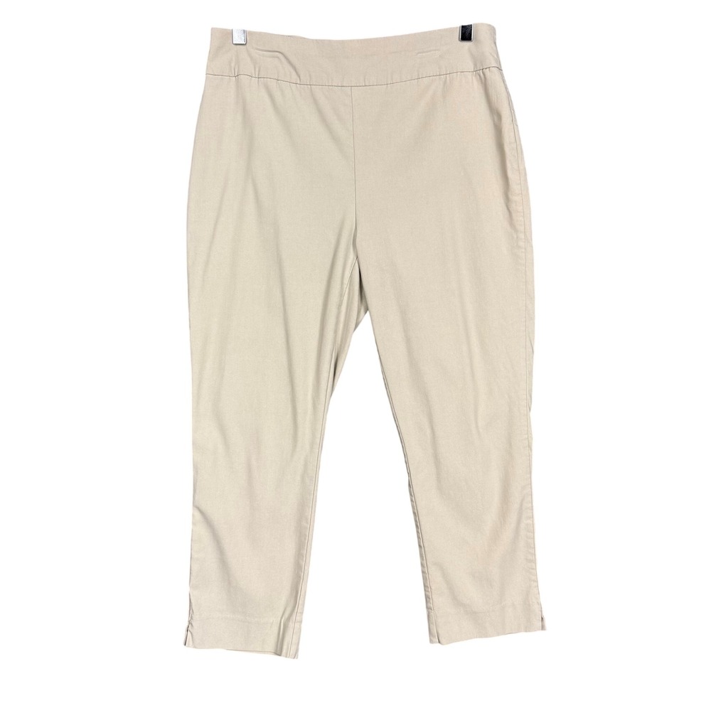 Chicos 1 Pants Womens 8 Beige Khaki So Slimming Crop Tummy Control Pull On 30x23